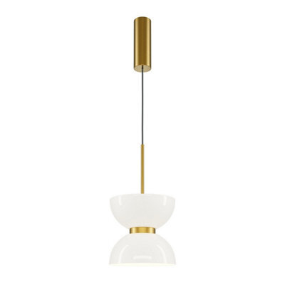 Luminosa Lighting Luminosa Kyoto Modern Slim Pendant Ceiling Light Gold 3000K 1300Lm White Shade - image 1