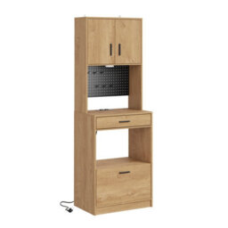 Tall Kitchen Microwave Storage Cabinet Usb Power Socket Sensor Light Microwave Cupboard,sobuy Fsb98-E-N, Tall 170Cm - Light Oak - thumbnail 3