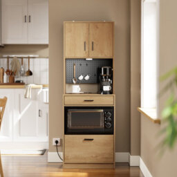 Tall Kitchen Microwave Storage Cabinet Usb Power Socket Sensor Light Microwave Cupboard,sobuy Fsb98-E-N, Tall 170Cm - Light Oak - thumbnail 6