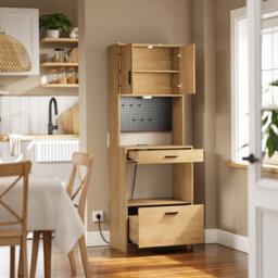 Tall Kitchen Microwave Storage Cabinet Usb Power Socket Sensor Light Microwave Cupboard,sobuy Fsb98-E-N, Tall 170Cm - Light Oak - thumbnail 5