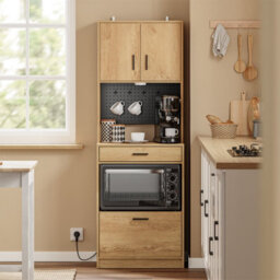 Tall Kitchen Microwave Storage Cabinet Usb Power Socket Sensor Light Microwave Cupboard,sobuy Fsb98-E-N, Tall 170Cm - Light Oak - thumbnail 8