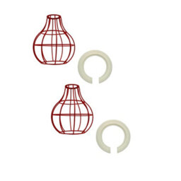 2 Pack Of Industrial Style Red Metal Cage Lampshade Easy Fit Wire Cage Light Shade For Indoor Pendant Lights( 2 Pack)