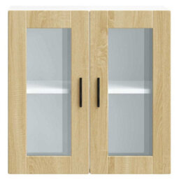 Berkfield Kitchen Wall Cabinet With Glass Door Porto Sonoma Oak - thumbnail 7