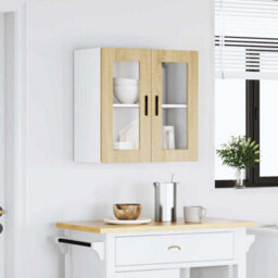 Berkfield Kitchen Wall Cabinet With Glass Door Porto Sonoma Oak - thumbnail 4