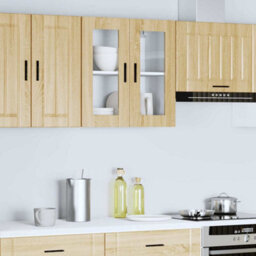 Berkfield Kitchen Wall Cabinet With Glass Door Porto Sonoma Oak - thumbnail 3