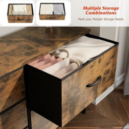 Sturdy Rustic Brown Chest Of Drawers With 5 Fabric Drawers - thumbnail 4