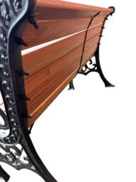 Cast Iron Garden Bench African Sapele Wood Slats - thumbnail 5