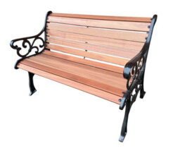 Cast Iron Garden Bench African Sapele Wood Slats - thumbnail 4