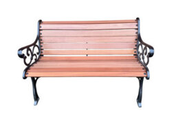 Cast Iron Garden Bench African Sapele Wood Slats - thumbnail 3