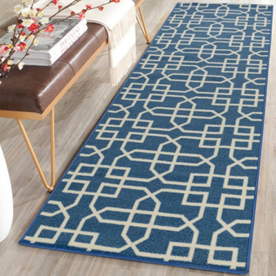Smart Living Heavy Duty Machine Washable Runner For Hallway, Kitchen Non Slip Floor Mats, Door Mat 67Cm X 220Cm - Blue Cream - image 1