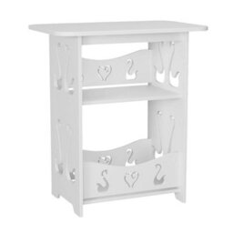 2 Tier White Pvc Side Table Modern Nordic Small Nightstand Bedroom Living Room - thumbnail 6