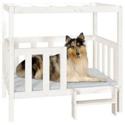 Berkfield Dog Bed White 105.5X83.5X100 Cm Solid Wood Pine - thumbnail 4