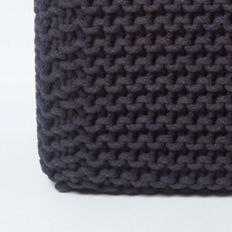 Homescapes Black Cube Cotton Knitted Pouffe Footstool - thumbnail 4