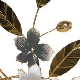 Aura Studio Handmade Grey-Gold Metal Floral Leaf Wall Sculpture - Horizontal Iron Wall Art By Wyld And Coco - thumbnail 6