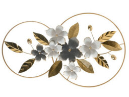 Aura Studio Handmade Grey-Gold Metal Floral Leaf Wall Sculpture - Horizontal Iron Wall Art By Wyld And Coco - thumbnail 3