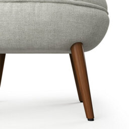Living And Home Beige Linen Upholstered Oval Footstool With Wooden Legs W 540 X D 470 X H 495 mm - thumbnail 5