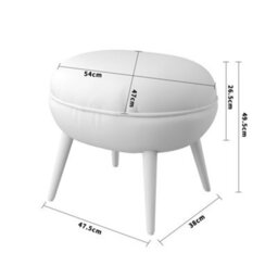 Living And Home Beige Linen Upholstered Oval Footstool With Wooden Legs W 540 X D 470 X H 495 mm - thumbnail 3
