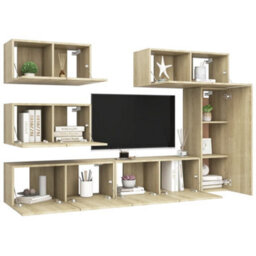 Berkfield 6 Piece Tv Cabinet Set Sonoma Oak Engineered Wood - thumbnail 3