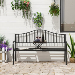 Outsunny Outdoor Metal Frame 2 Seater Bench Patio Park Garden Seating Chair - thumbnail 1