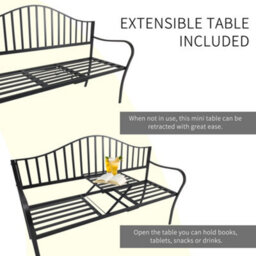 Outsunny Outdoor Metal Frame 2 Seater Bench Patio Park Garden Seating Chair - thumbnail 4