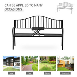 Outsunny Outdoor Metal Frame 2 Seater Bench Patio Park Garden Seating Chair - thumbnail 6