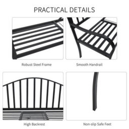 Outsunny Outdoor Metal Frame 2 Seater Bench Patio Park Garden Seating Chair - thumbnail 5