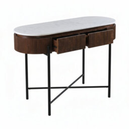 Wyld Haus Alabama Ribbed Mango Wood Console Table With Marble Top And Metal Legs - thumbnail 6