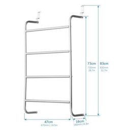 House Of Home Over-Door Towel Rack 4-Tier Bathroom Silver Storage Hanger Rail Bath Hand Towels - thumbnail 7