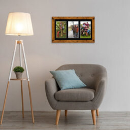 AK Frames 40X20Cm Rustic Oak Modern Multi Photo Frame With Black Mount - Holds 3 Apertures (3X) 6X4 Photos - thumbnail 3
