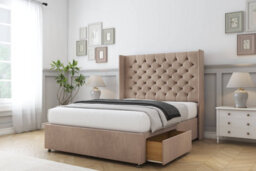 "Sloomy Dior Mink Naples Divan Bed Base No Drawers With 54"" Wingback Headboard 4' Small Double" - thumbnail 4