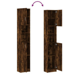 Vidaxl Bathroom Cabinet Smoked Oak 32X25.5X190 Cm Engineered Wood - thumbnail 9