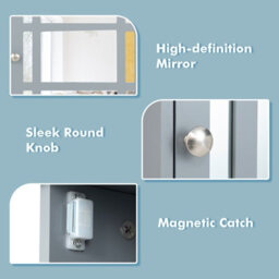 Costway Bathroom Wall Storage Cabinet Wooden Hanging Medicine Organizer W/ Mirror Grey - thumbnail 9