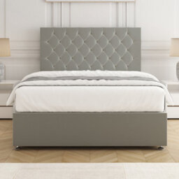 Bsspoke Mia Divan Bed Set Silver Plush Velvet 24Inch Headboard & Mattress No Drawers In 3Ft 4Ft 4Ft6 5Ft 6Ft - thumbnail 1