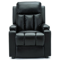 More4Homes Studio Leather Recliner W Drink Holders Armchair Sofa Chair Cinema Gaming Black - thumbnail 4