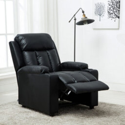 More4Homes Studio Leather Recliner W Drink Holders Armchair Sofa Chair Cinema Gaming Black