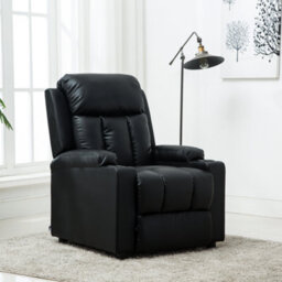 More4Homes Studio Leather Recliner W Drink Holders Armchair Sofa Chair Cinema Gaming Black - thumbnail 7