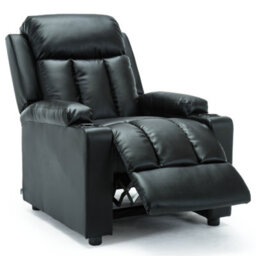 More4Homes Studio Leather Recliner W Drink Holders Armchair Sofa Chair Cinema Gaming Black - thumbnail 3
