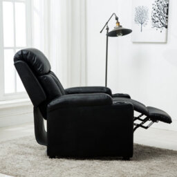 More4Homes Studio Leather Recliner W Drink Holders Armchair Sofa Chair Cinema Gaming Black - thumbnail 9
