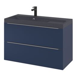 GoodHome Imandra Matt Blue Wall-Mounted Bathroom Cabinet (H) 600mm (W) 1000mm - thumbnail 5