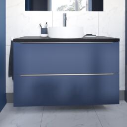 GoodHome Imandra Matt Blue Wall-Mounted Bathroom Cabinet (H) 600mm (W) 1000mm - thumbnail 6