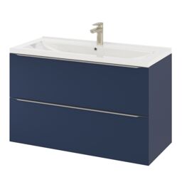GoodHome Imandra Matt Blue Wall-Mounted Bathroom Cabinet (H) 600mm (W) 1000mm - thumbnail 4