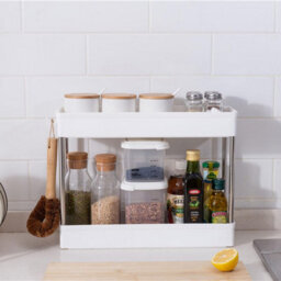 White 4 Tier Rolling Storage Cart With Locking Wheels And Side Hooks Slim Organizer For Bathroom Kitchen Office Laundry - thumbnail 6