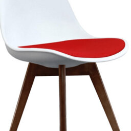 Fusion Living Soho White & Red Plastic Dining Chair With Squared Dark Wood Legs - thumbnail 3
