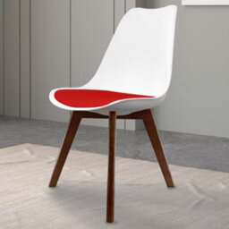 Fusion Living Soho White & Red Plastic Dining Chair With Squared Dark Wood Legs - thumbnail 2