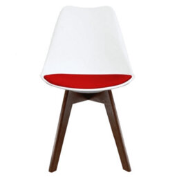 Fusion Living Soho White & Red Plastic Dining Chair With Squared Dark Wood Legs - thumbnail 7