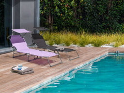Beliani Sun Lounger Foligno Reclining Metal Violet - thumbnail 2