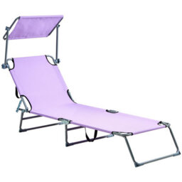 Beliani Sun Lounger Foligno Reclining Metal Violet - thumbnail 1
