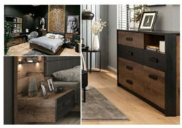Impact Furniture King Size Storage Bed Luxury Euro Ottoman Frame With Bedsides Cabinet Led Lights & Sideboard Oak Black Bedroom Furniture Kassel - thumbnail 9
