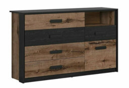 Impact Furniture King Size Storage Bed Luxury Euro Ottoman Frame With Bedsides Cabinet Led Lights & Sideboard Oak Black Bedroom Furniture Kassel - thumbnail 5