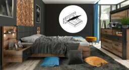 Impact Furniture Luxury Bedroom Furniture Set King Size Ottoman Storage Bed Bedsides Led Lights Usb Charges Sideboard Dark Oak Black Kassel
